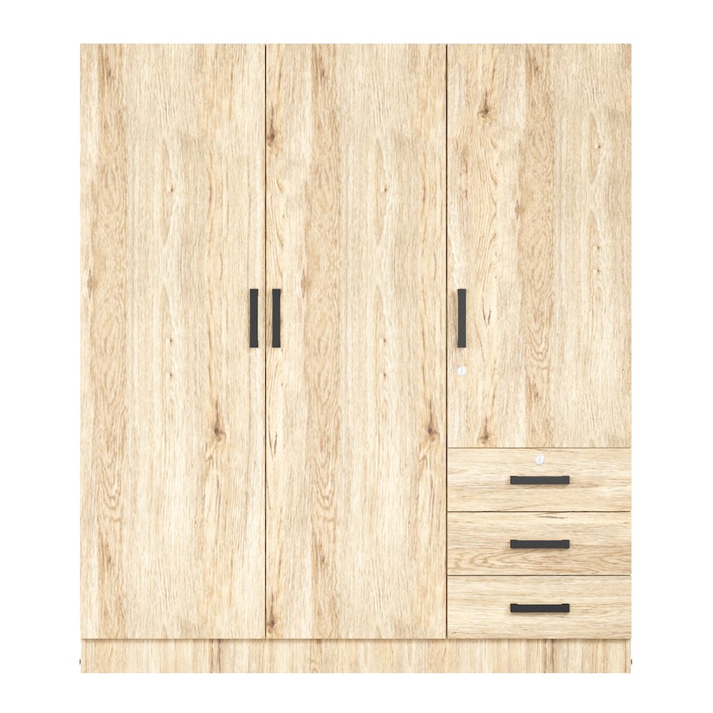 61"Wide Armoire Wardrobe Closet For Hanging With 3 Drawers & Shelves