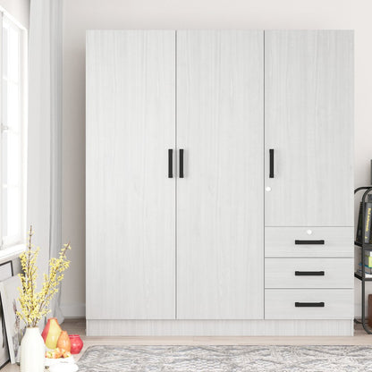 61"Wide Armoire Wardrobe Closet For Hanging With 3 Drawers & Shelves