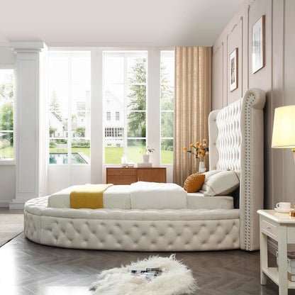 Upholstered Round Storage Bed