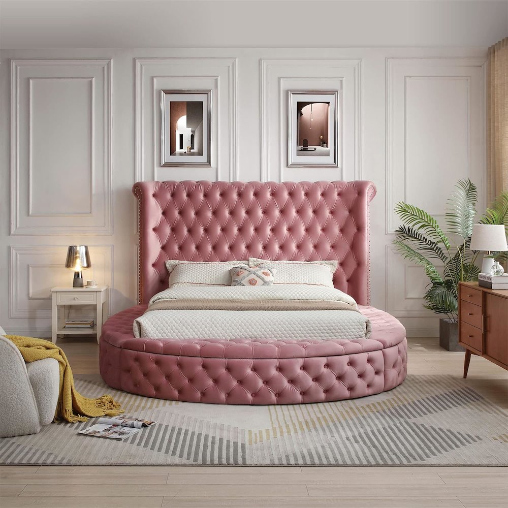 Upholstered Round Storage Bed