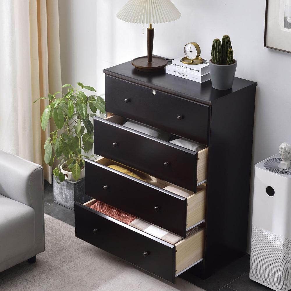 Better Home Products Isabela Solid Pine Wood 4 Drawer Chest Dresser in Tobacco