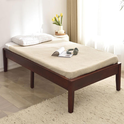 Better Home Products Stella Solid Pine Wood Twin Platform Bed Frame in Mahogany