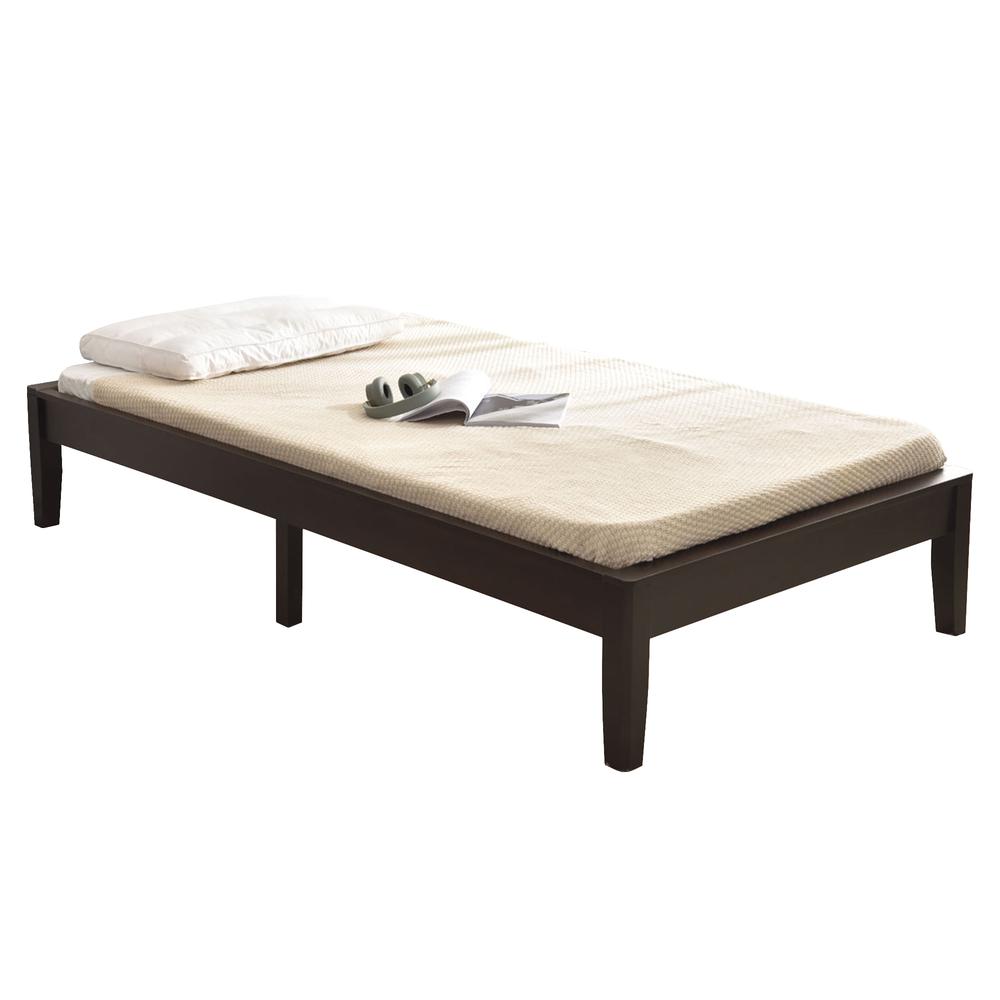 Better Home Products Stella Solid Pine Wood Twin Platform Bed Frame in Tobacco