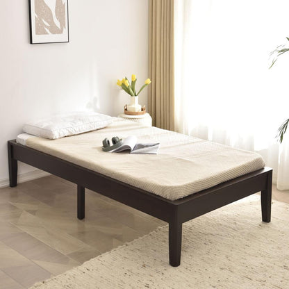 Better Home Products Stella Solid Pine Wood Twin Platform Bed Frame in Tobacco