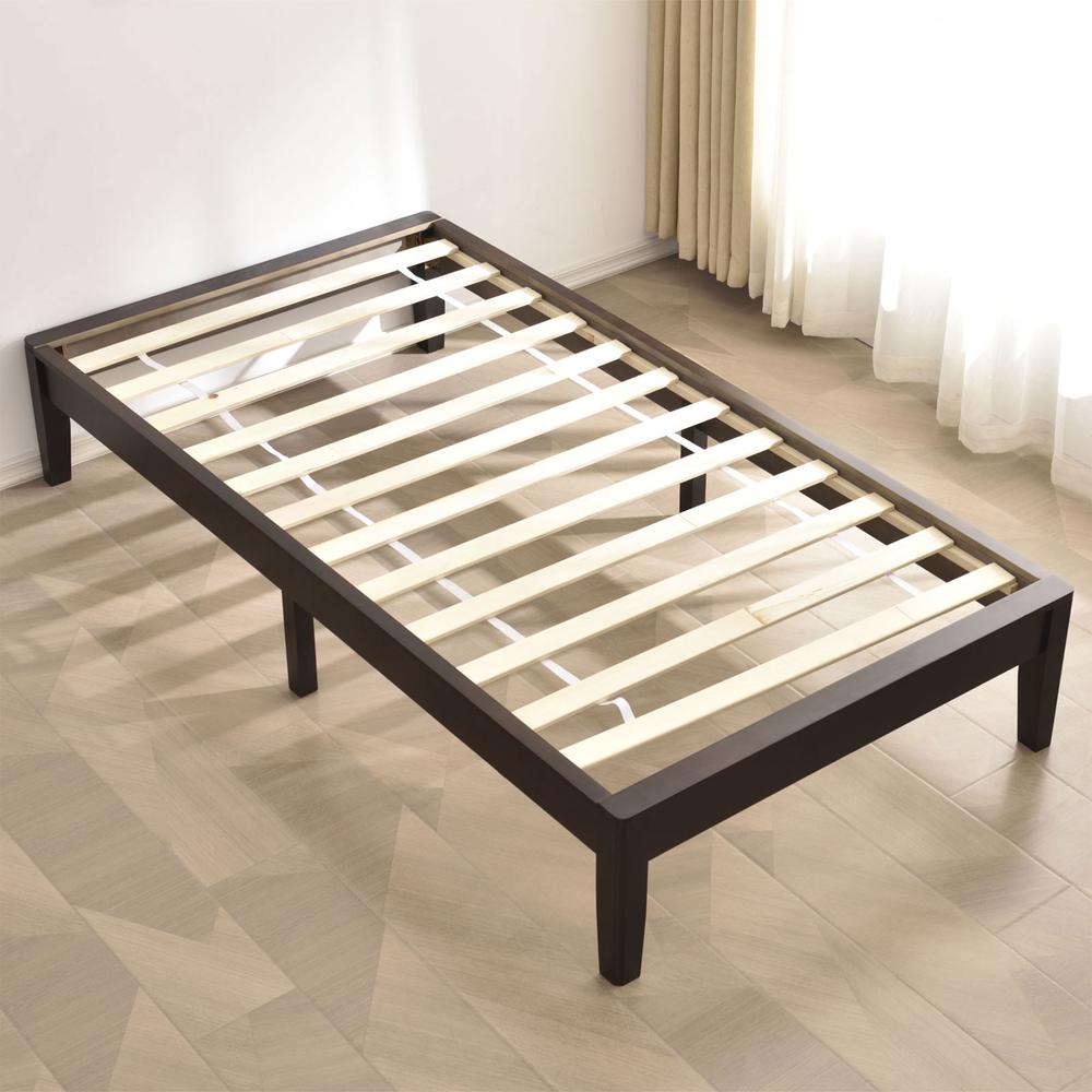 Better Home Products Stella Solid Pine Wood Twin Platform Bed Frame in Tobacco