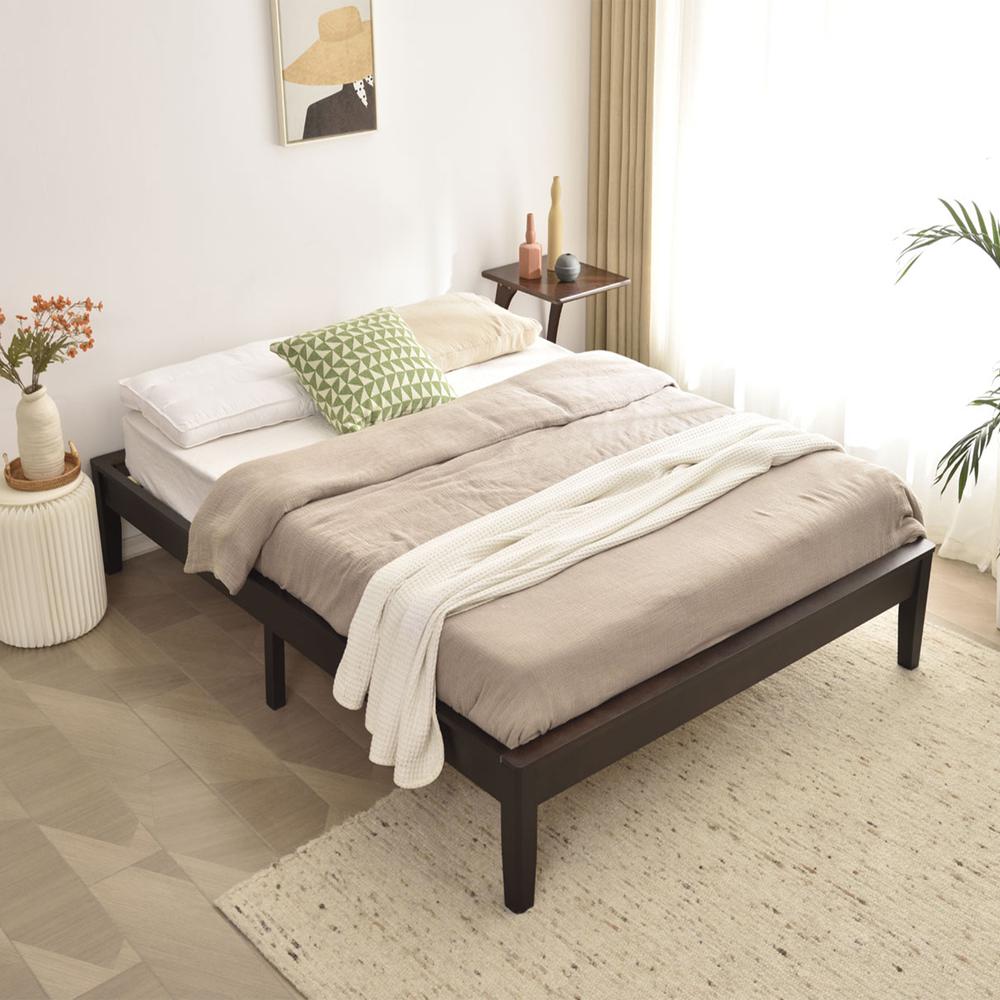 Better Home Products Stella Solid Pine Wood Full Platform Bed Frame in Tobacco