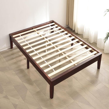 Better Home Products Stella Solid Pine Wood Queen Platform Bed Frame in Mahogany