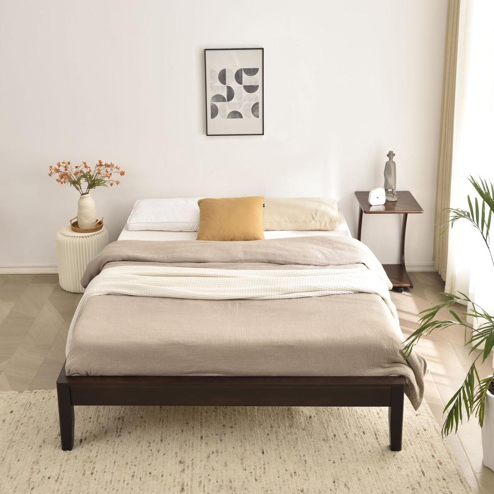 Better Home Products Stella Solid Pine Wood Queen Platform Bed Frame in Tobacco
