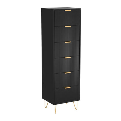 6-Drawer Lingerie Chest with Gold Metal Legs and Handles (Black)