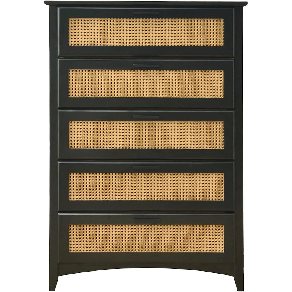 Woodpeckers Furniture And Mattress Pine Wood Chest with Rattan Drawers (Black)