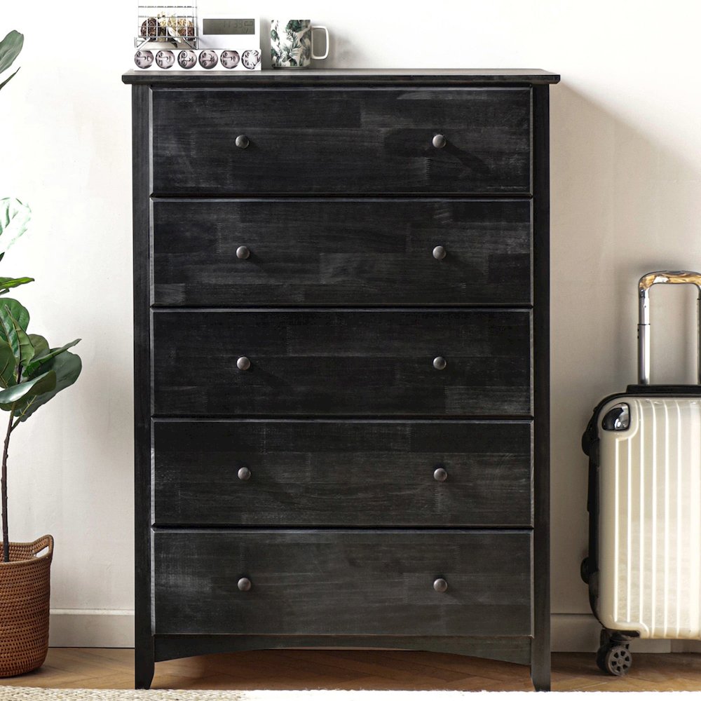 New Shaker Style  Solid Pine Dresser In Antique Finish in Black Color