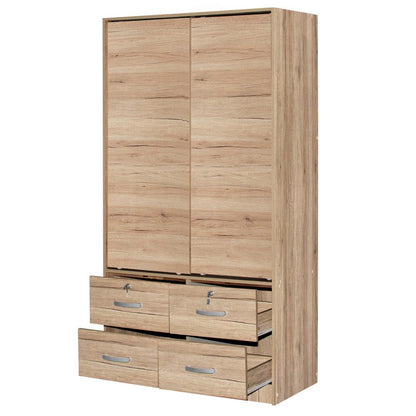 Better Home Products Sarah Modern Wood Double Sliding Door Armoire Natural Oak