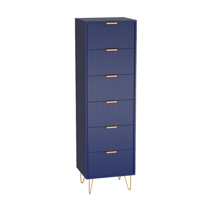 6-Drawer Lingerie Chest with Gold Metal Legs and Handles (Navy Blue)