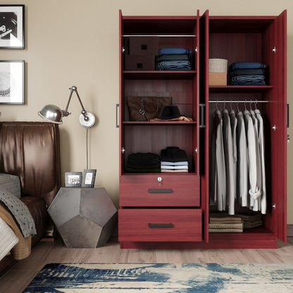 4 Doors Wardrobe 2 Drawers with Shelves 72" high