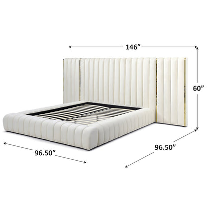 Avalon Velvet Upholstered Platform Bed With Wings