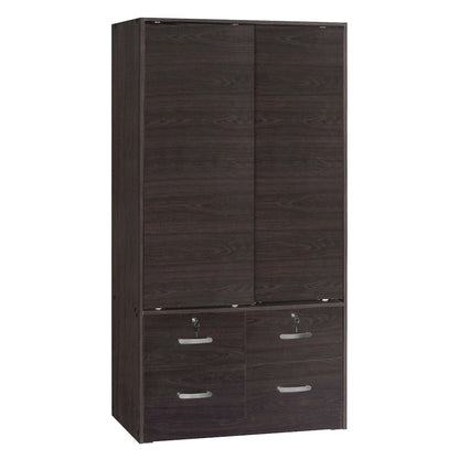 Better Home Products Sarah Modern Wood Double Sliding Door Armoire in Tobacco