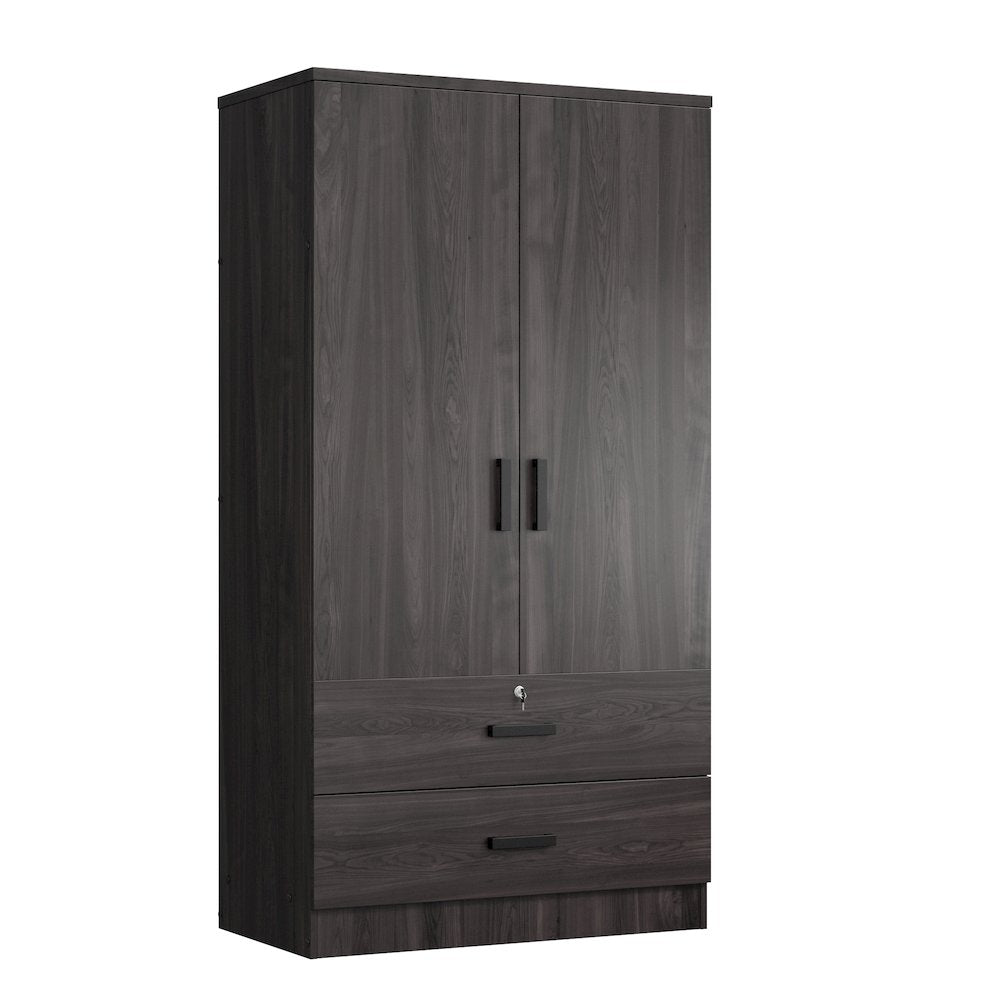 Woodpeckers Furniture And Mattress 2-Door Armoire with 2-Drawers (Tobacco)