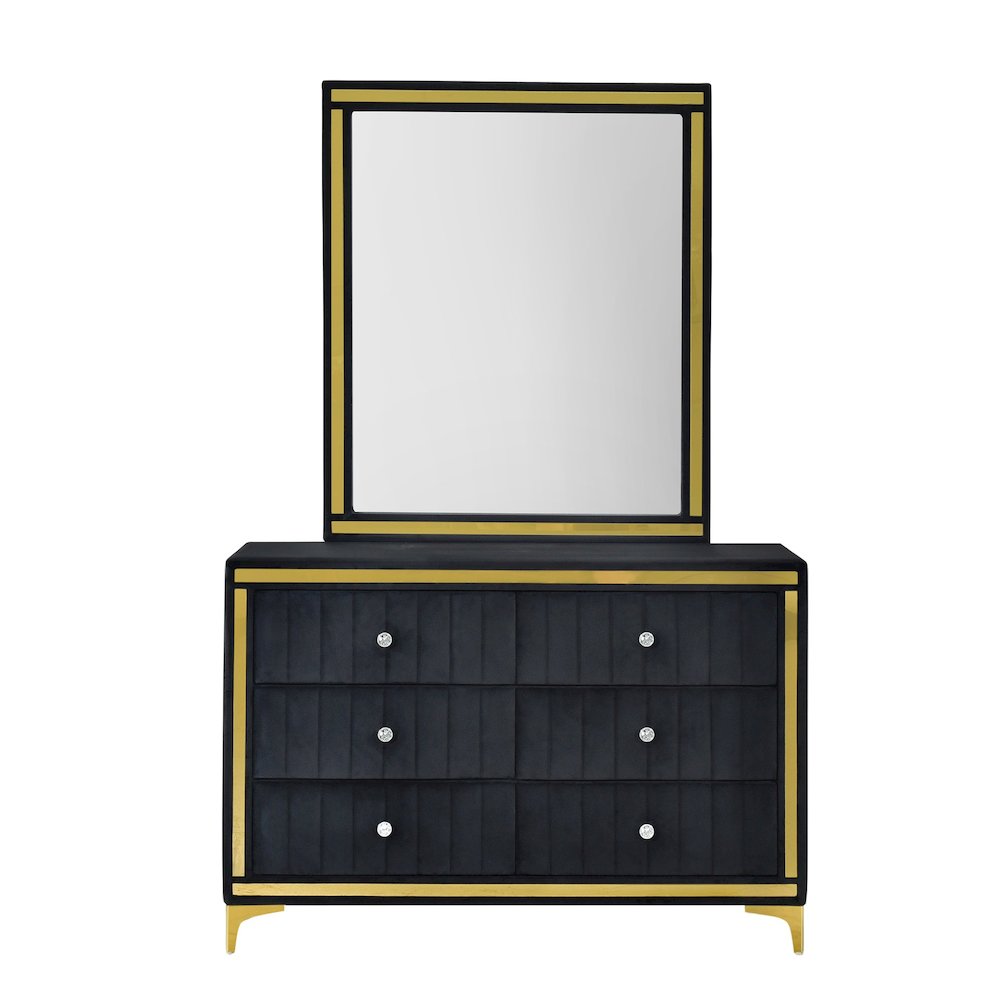 6 Drawer Dresser with Gold Legs and Trim – Fully -Assembled and Ready to Use