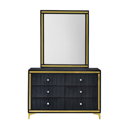 6 Drawer Dresser with Gold Legs and Trim – Fully -Assembled and Ready to Use