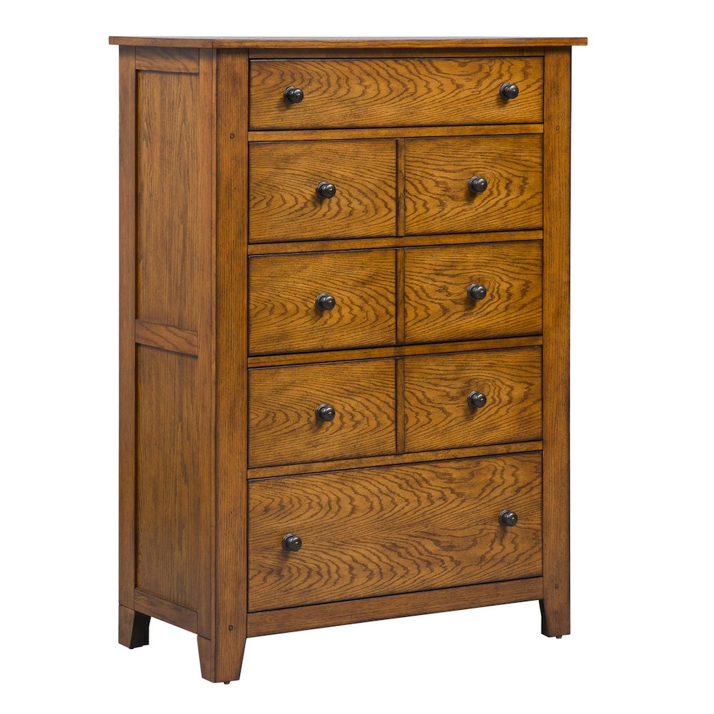 Grandpas Cabin 5 Drawer Chest in Aged Oak