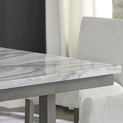 Selena 7-Piece 60" Gray Faux Marble Counter Height Dining Set