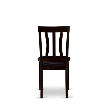 Antique Dining Chairs - Faux Leather Upholstered Wooden Chairs, Set of 2