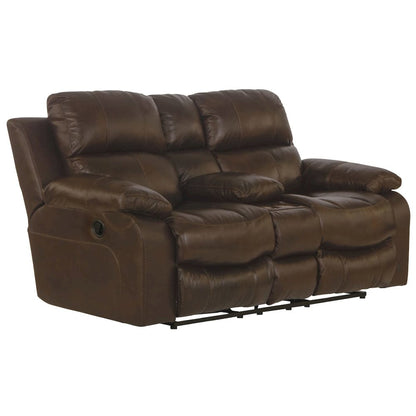 Positano Italian Top Grain Leather Match Reclining Console Loveseat