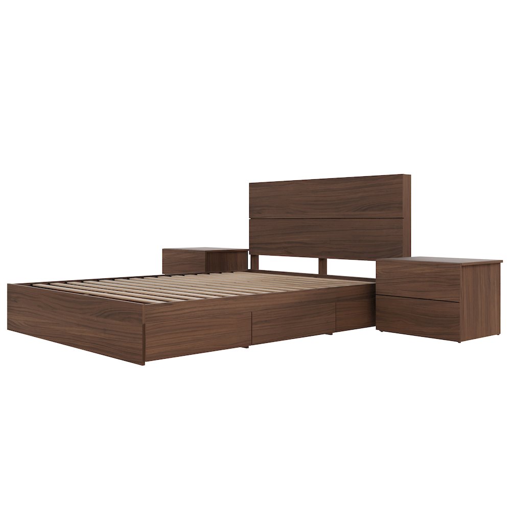 Milo 4-Piece Reversible Storage Bedroom Set,2 Nightstands, Queen