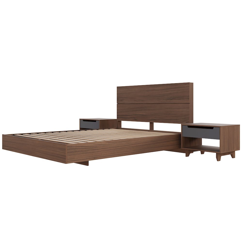 Milo 4-Piece Floating Platform Bedroom Set,2 Nightstands, Queen
