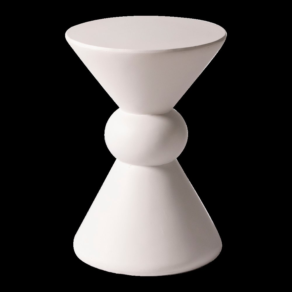 Echo Collection Fiberglass Outdoor Side Table in Cream