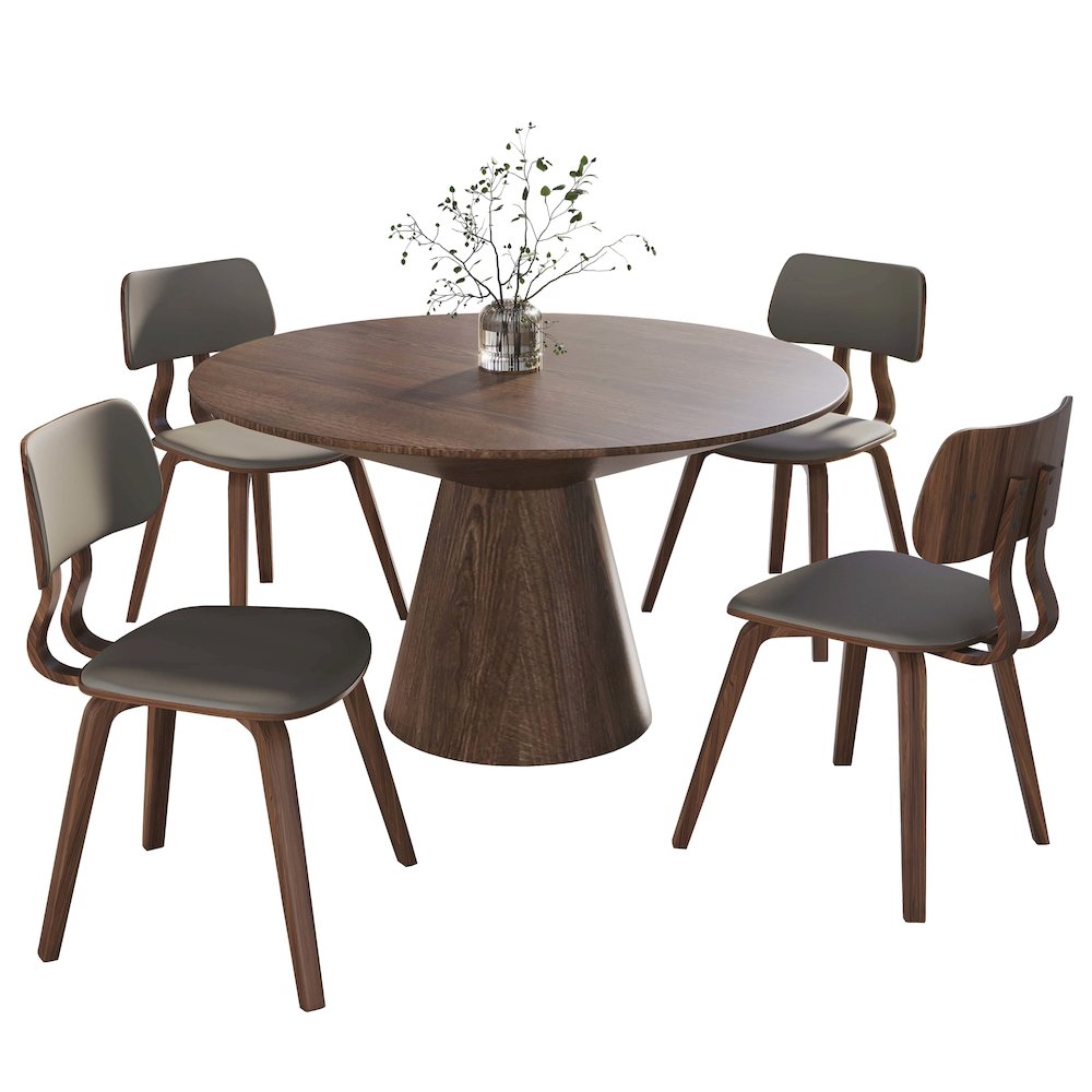 5-Piece Dining Set in Walnut/Light Grey