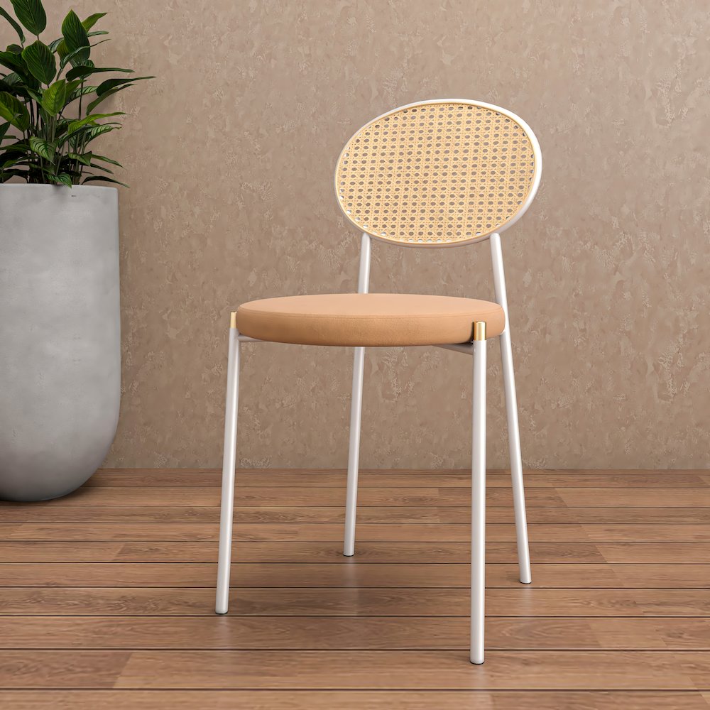 Euston Collection Modern Dining Chair White Frame In Brown