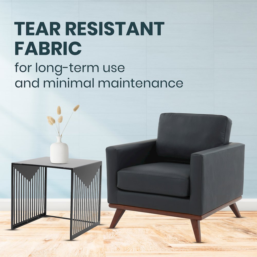 Chester Modern Leather Accent Arm Chair With Birch Wood Base