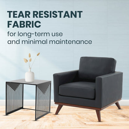 Chester Modern Leather Accent Arm Chair With Birch Wood Base