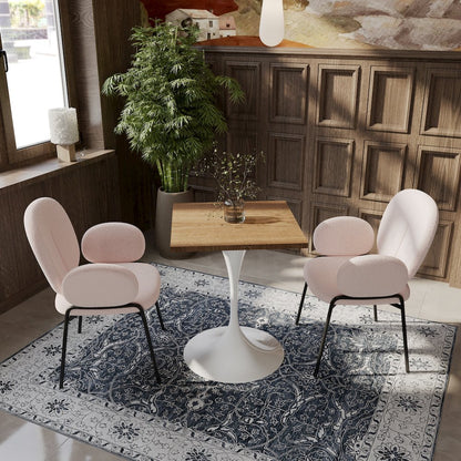 Verve Collection 24 Square Dining Table, White Base with Dark Maple MDF Top