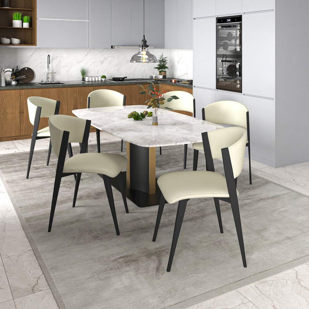 Aspen Collection Modern Dining Chair Black Frame in Light Grey Set of 2
