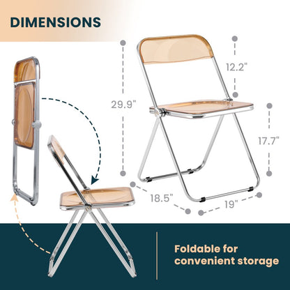 Lawrence Acrylic Folding Chair With Metal Frame, Set of 2