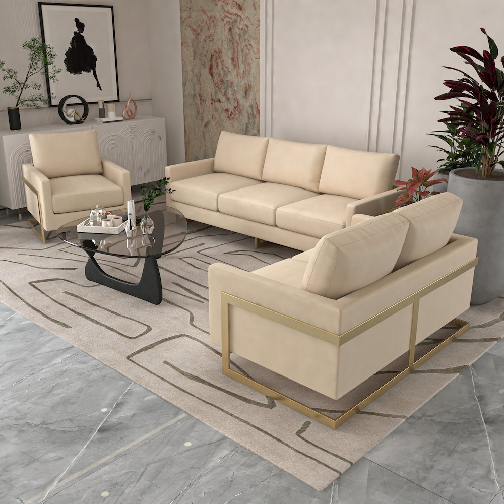 Lincoln Velvet Accent Armchair With Gold Frame