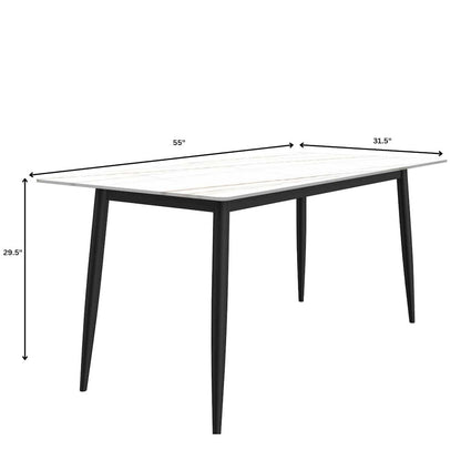 Zayle 7-Piece Dining Set with 55" Rectangular Dining Table in Black