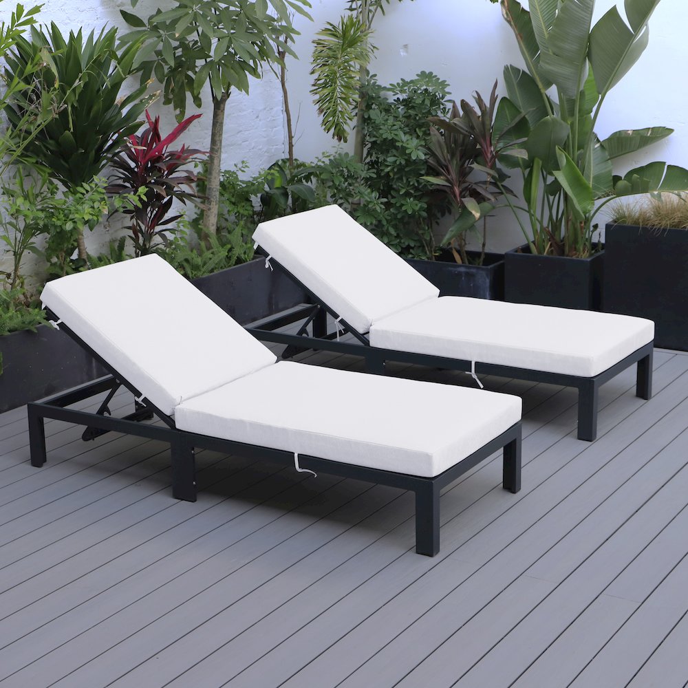 Chelsea Modern Outdoor Chaise Lounge Chair With Cushions Set of 2