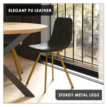 Markley Modern Leather Dining Chair With Gold Legs