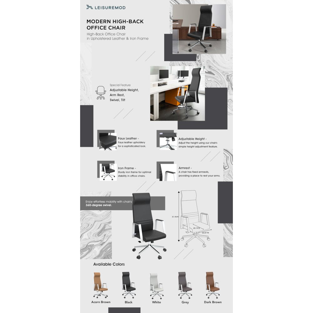 Aleen High-Back Office Chair in Black