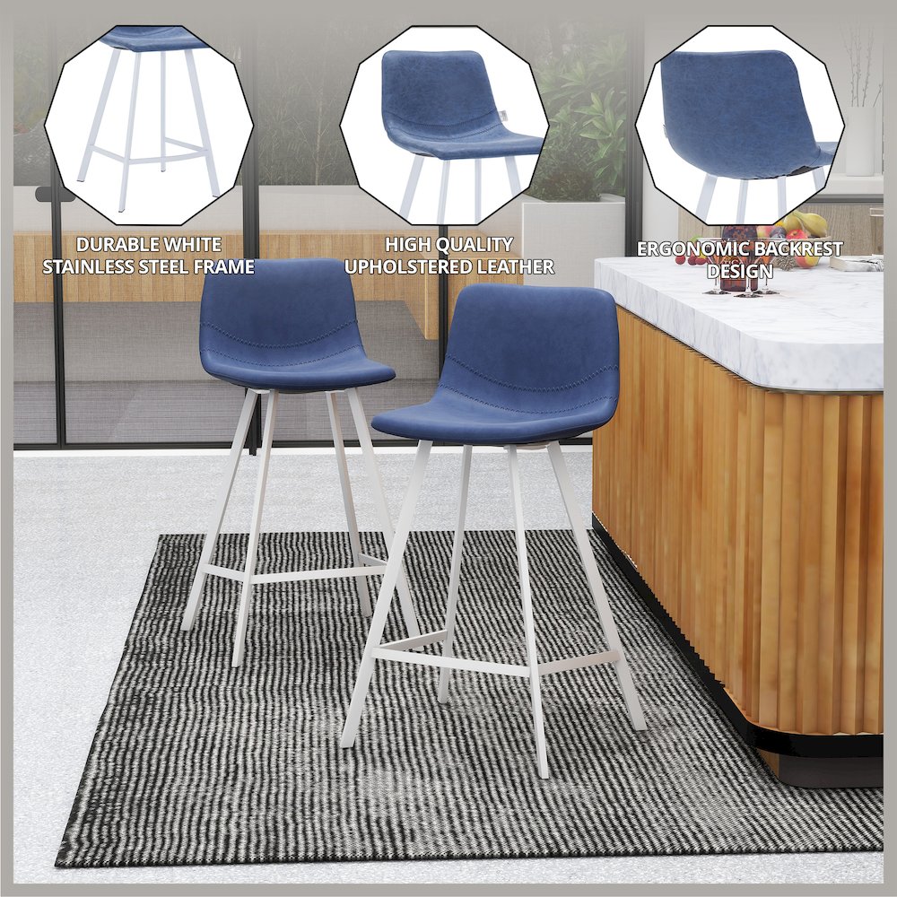 Elland - Counter stool - Peacock Blue - White Base