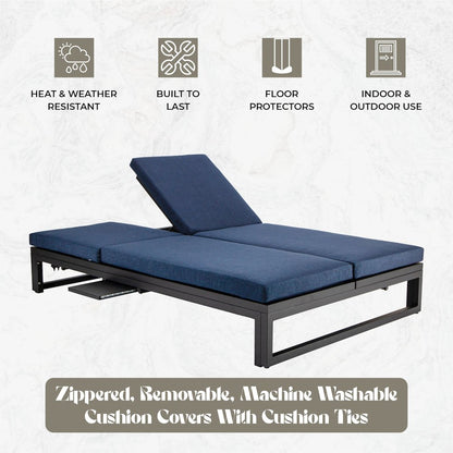 Chelsea Convertible Lounge Reclining Double Chaise With Cushions