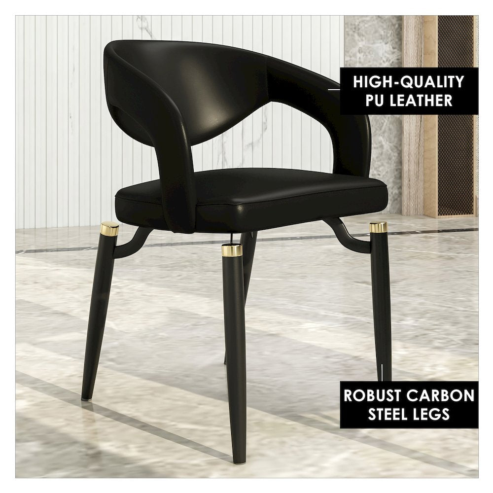 Entice Collection Modern Dining Chair Set of 2 in Charcoal Black