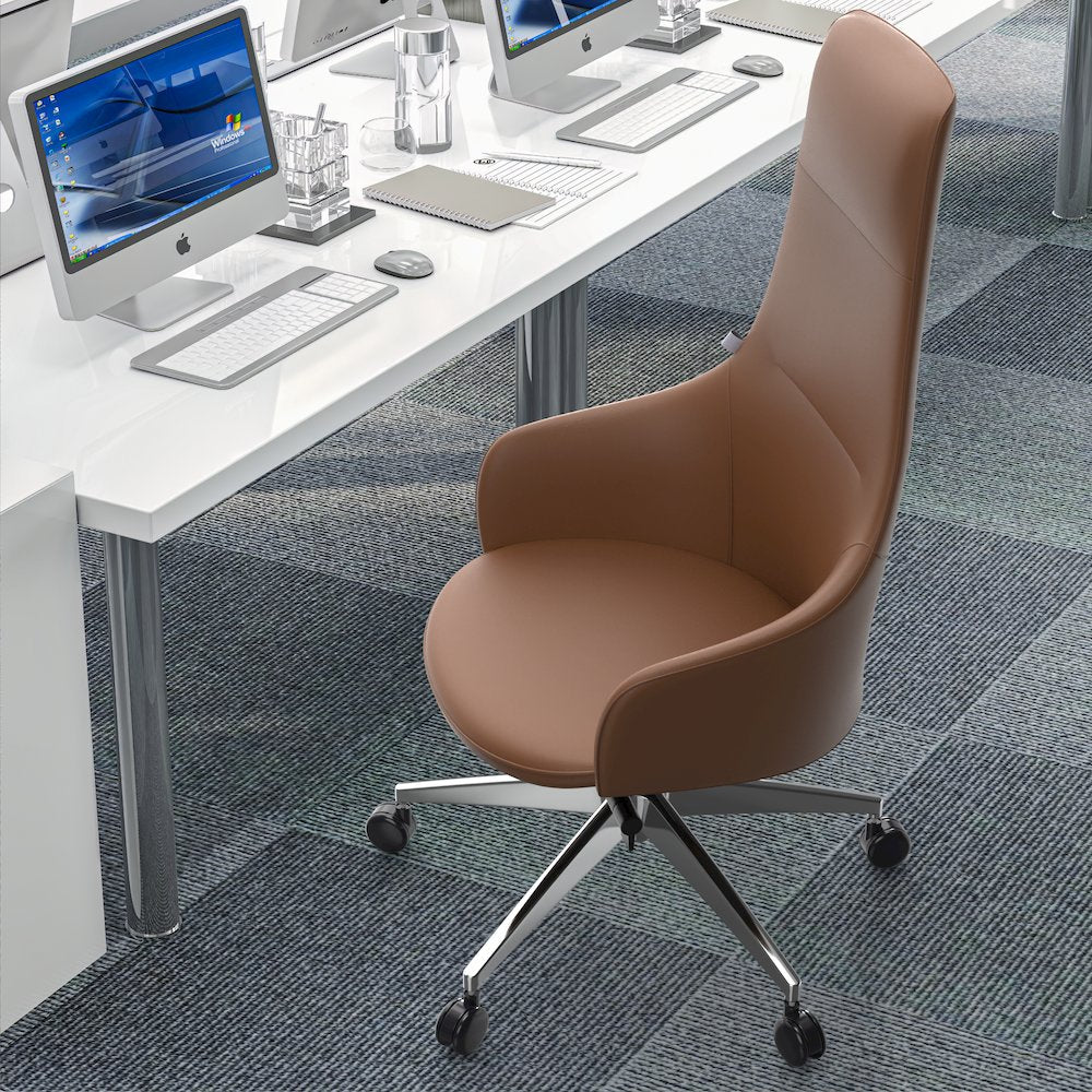 Celeste Series Tall Office Chair in Dark Brown Leather