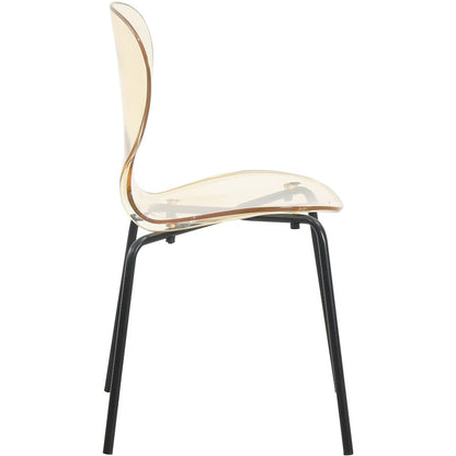 Modern Oyster Transparent Side Chair in Black Base
