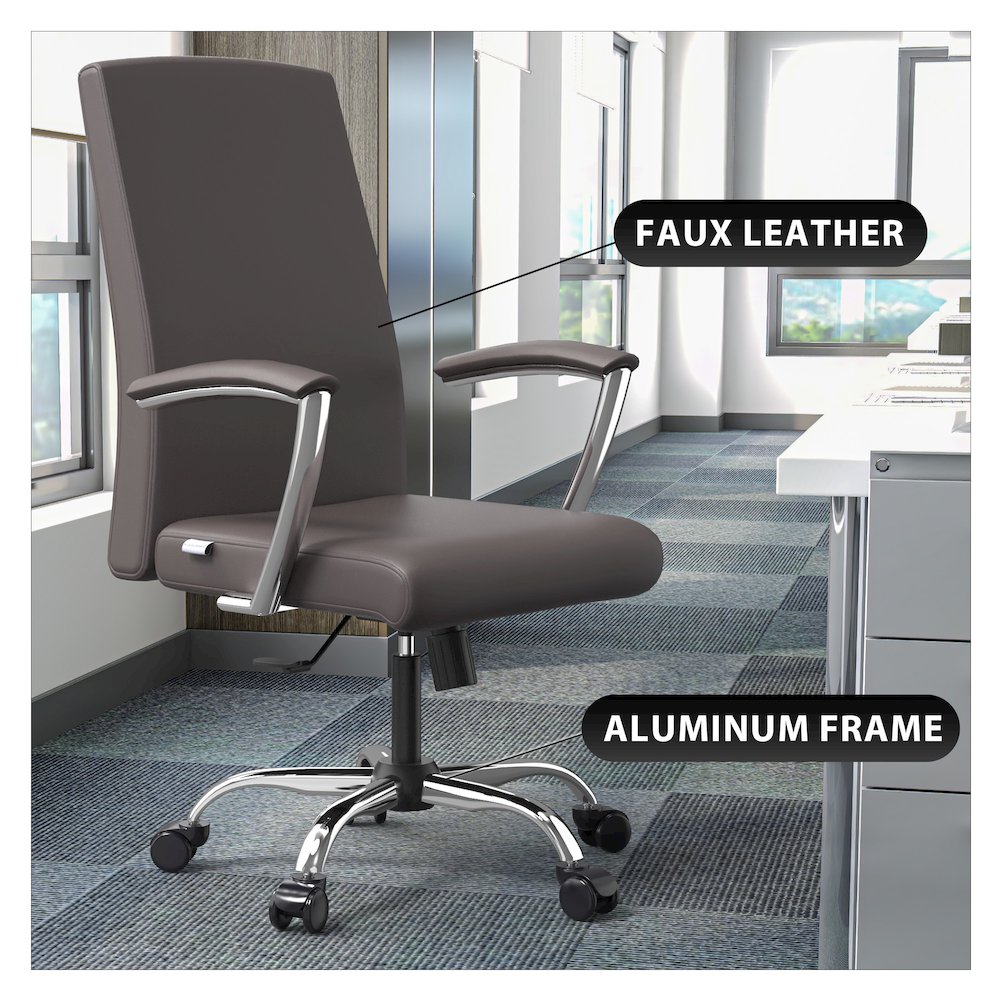 Evander Series Office Chair in Grey Leather