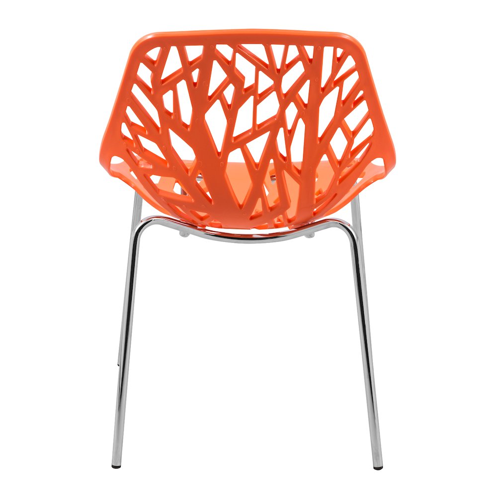 Modern Asbury Dining Chair with Chromed Legs in Orange