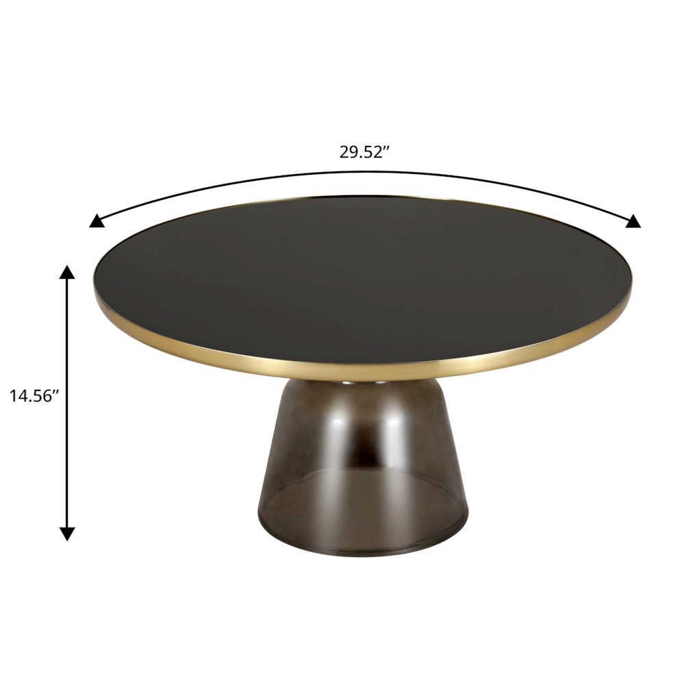 Tully Collection Glass Coffee Table Grey glass, Gold Rim with Black Glass top